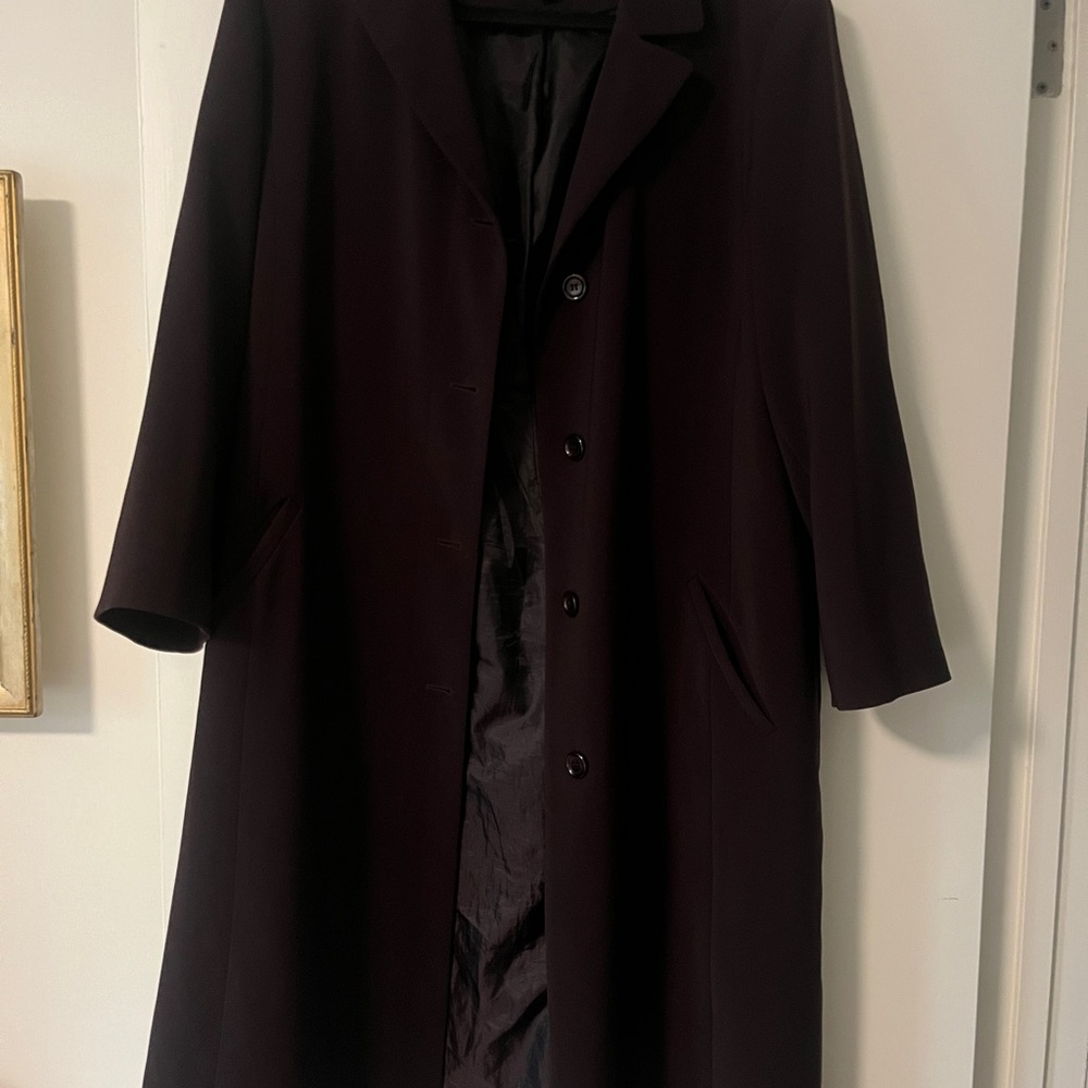 Women’s Classic Long Overcoat - Dark Plum